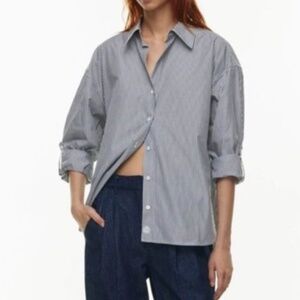 Babaton Slim Blue Pinstripe Cotton Button-Down Shirt